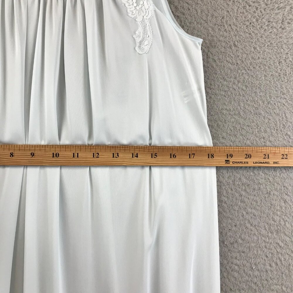 Vintage Shadowline Bridgerton Nightgown Boudoir PJs size 10 petite Blue 70s Lace - Picture 11 of 14